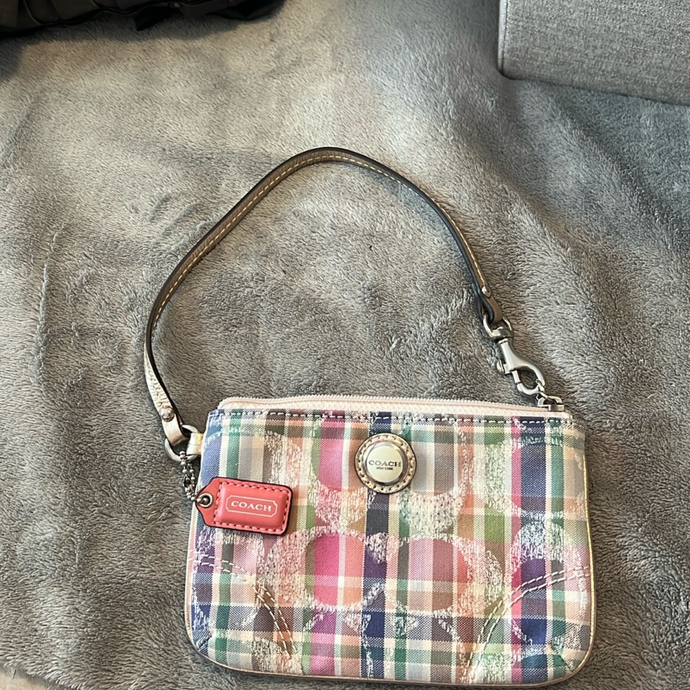 Coach Plaid Wristlet